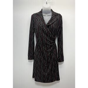 Express Womens Black Red Long Sleeve Wrap Dress Size 1/2 Y2K